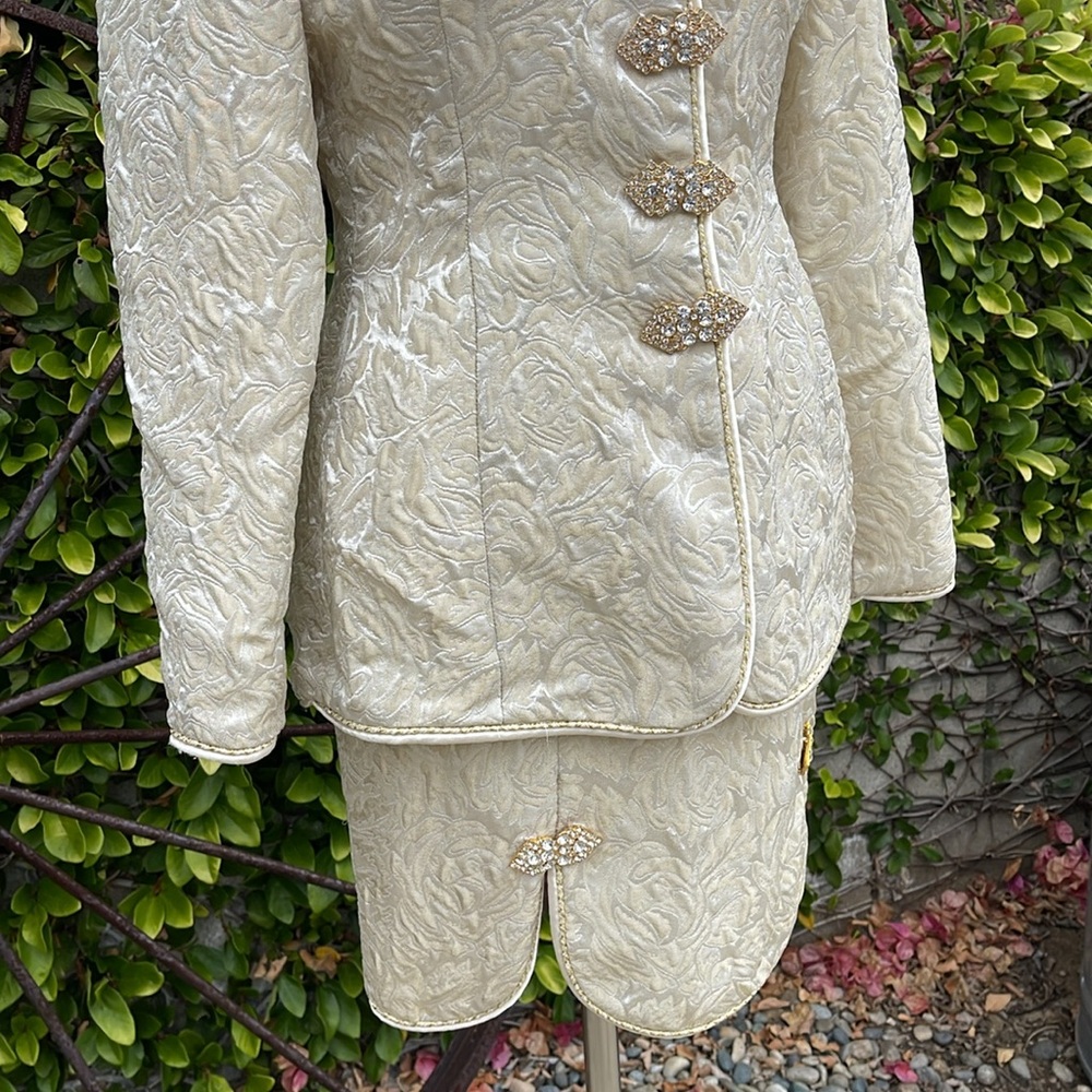 Lillie Rubin vintage brocade metallic skirt suit - Picture 2 of 10